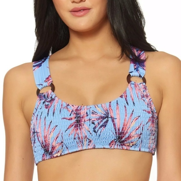 JESSICA Simpson Palmy Day ORing Smocked Bikini - Picture 1 of 12